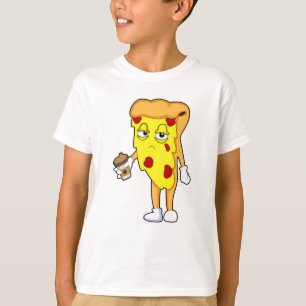 Pizza with Salami Cheese & Coffee T-Shirt