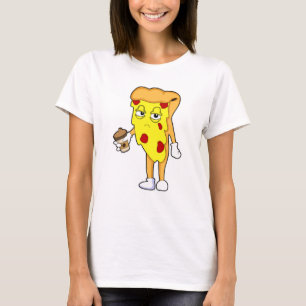 Pizza with Salami Cheese & Coffee T-Shirt