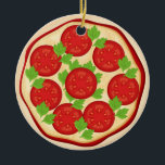 Pizza with tomatoes ceramic tree decoration<br><div class="desc">This design features pizza with tomatoes. Great for hanging anytime of the year, Do you have an pizza theme in your kitchen? Hang this ornament with other pizza ornaments that I have in my store on hooks in your kitchen. If you own a pizza place, you can decorate your business...</div>