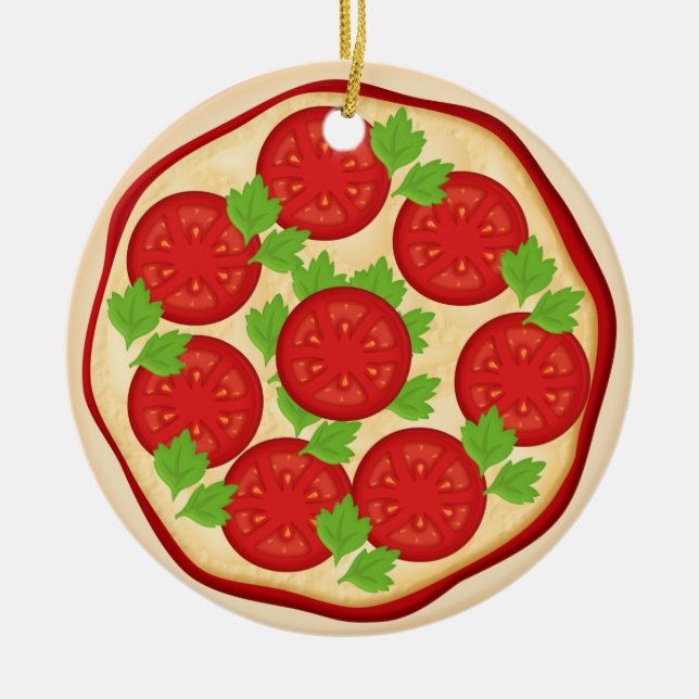 Pizza with tomatoes ceramic tree decoration (Front)