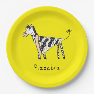 Pizza Zebra Cute Kids Animal Paper Plate