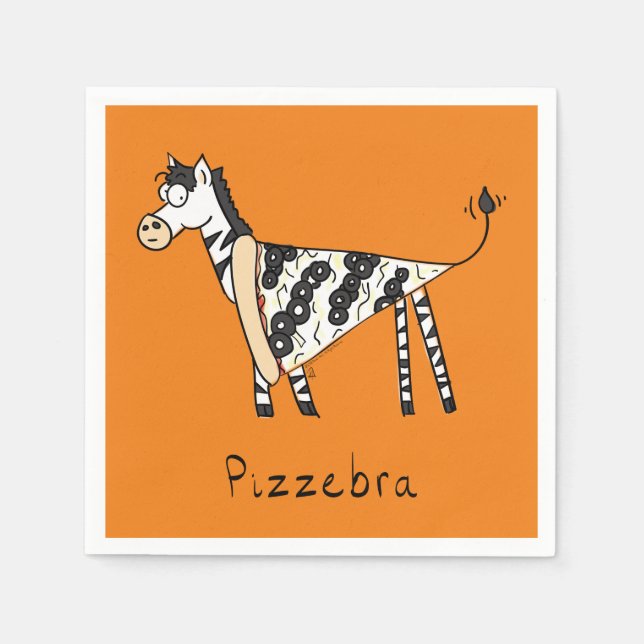 Pizza Zebra Cute Kids Cartoon Napkin (Front)