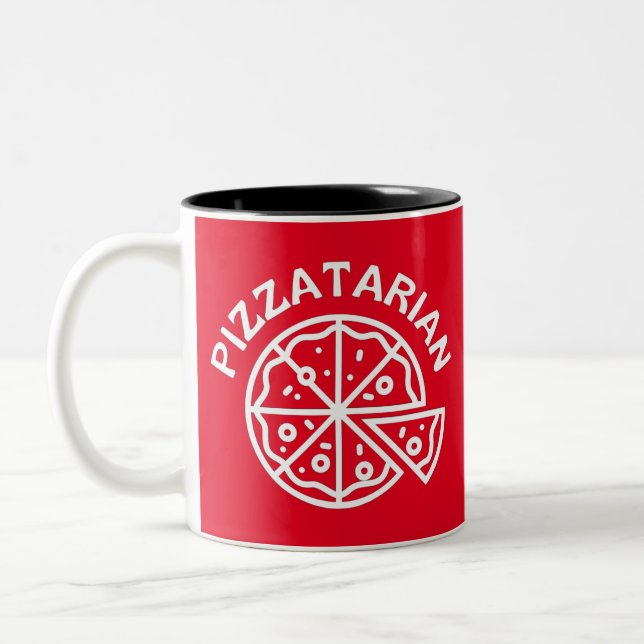 Pizzatarian Pizza Two-Tone Coffee Mug (Left)