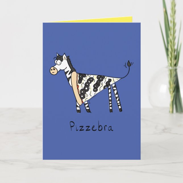 Pizzebra Pizza Zebra Cute Food Greeting Card (Front)