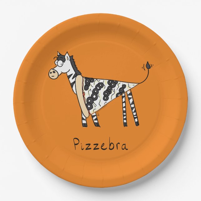 Pizzebra Pizza Zebra Paper Plates (Front)