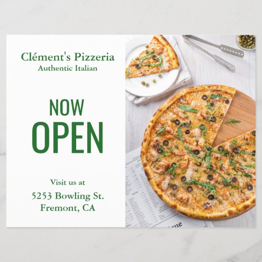 Pizzeria Grand Opening Flyer Zazzle Co Uk