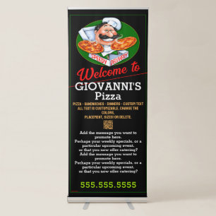 Pizzeria Italian Restaurant Welcome We Deliver  Retractable Banner