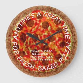 Pizzeria Pepperoni Pizza Custom Wall Clock w Name