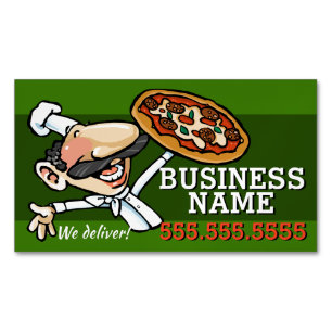 Pizzeria Pizza Restaurant Customisable Promo Magnetic Business Card