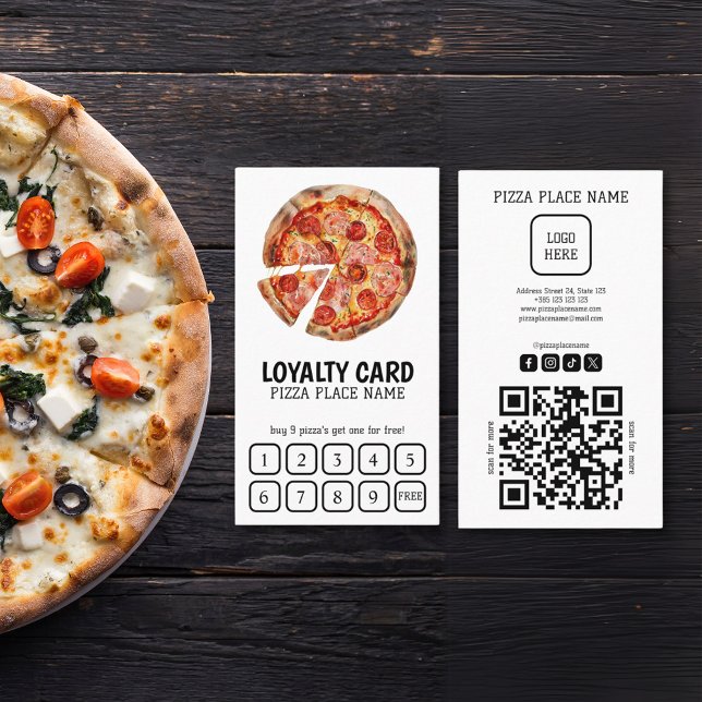 Pizzeria QR Code Simple Loyalty Card  (Creator Uploaded)