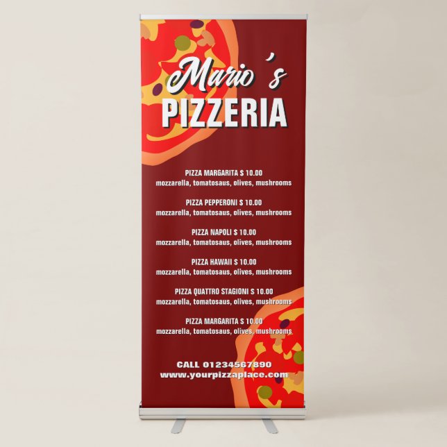 Pizzeria Restaurant Advertising Custom Retractable Banner (Front)