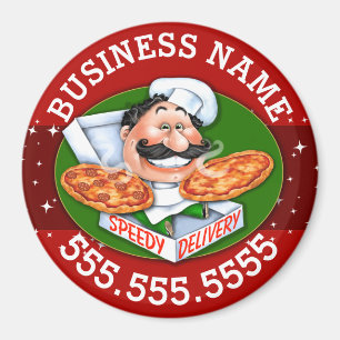 Pizzeria Restaurant Pizza Delivery Customisable Magnet