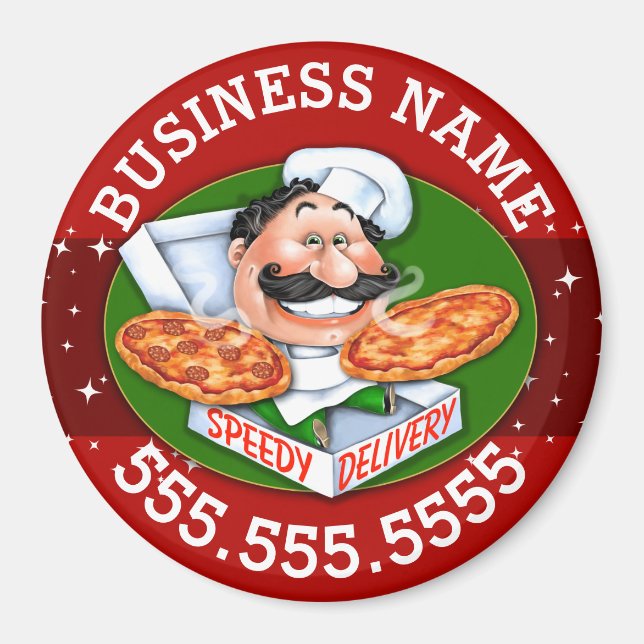 Pizzeria Restaurant Pizza Delivery Customisable Magnet (Front)
