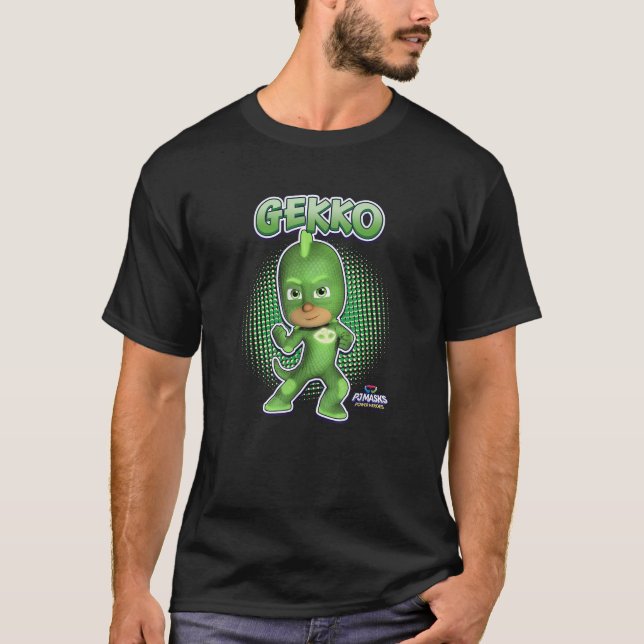 PJ Masks Gekko Comic Style Pose Panel Logo  T-Shirt (Front)