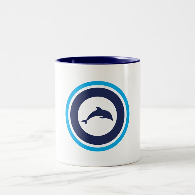 PJK 11oz Mug / dolphin logo / blue inside (Center)