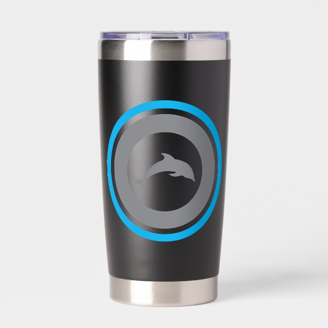 PJK Black 20oz Thermal Tumbler / dolphin & logo (Front)
