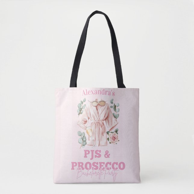 Pjs and Prosecco Bachelorette Tote Bag (Front)