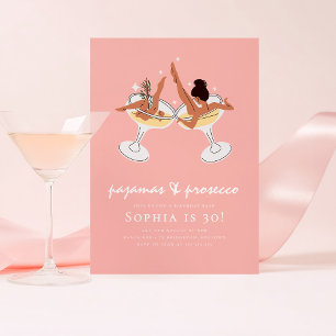 PJs and Prosecco Pajama Party Birthday Party Invitation