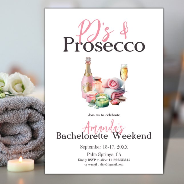 PJs Prosecco Spa Bachelorette Party Itinerary Invitation (Creator Uploaded)