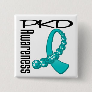 PKD Awareness Gemstone Ribbon 15 Cm Square Badge