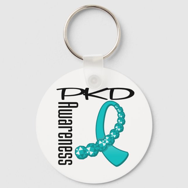 PKD Awareness Gemstone Ribbon Key Ring (Front)