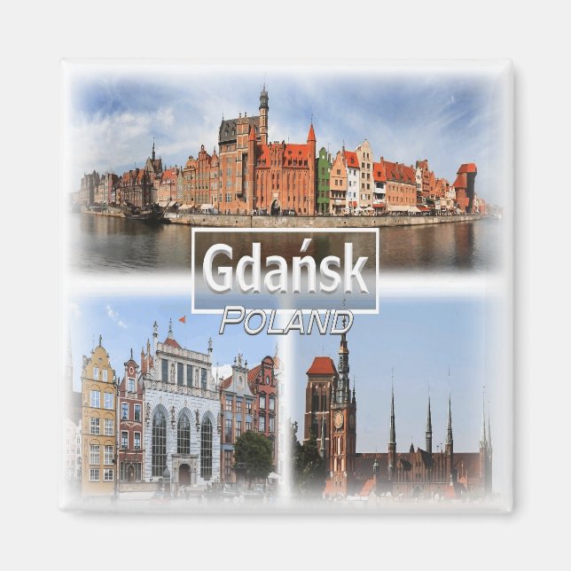 PL0022 Europe, Poland, Gdansk fridge Magnet (Front)