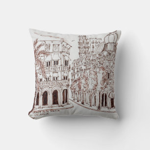 Placa de la Reina in Old Town, Valencia, Spain Cushion