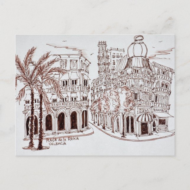 Placa de la Reina in Old Town, Valencia, Spain Postcard (Front)