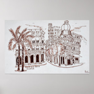 Placa de la Reina in Old Town, Valencia, Spain Poster