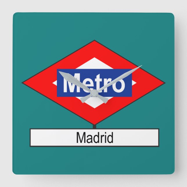 Placa Metro Madrid Square Wall Clock (Front)