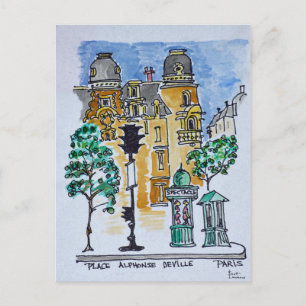 Place Alphonse Deville   Paris, France Postcard