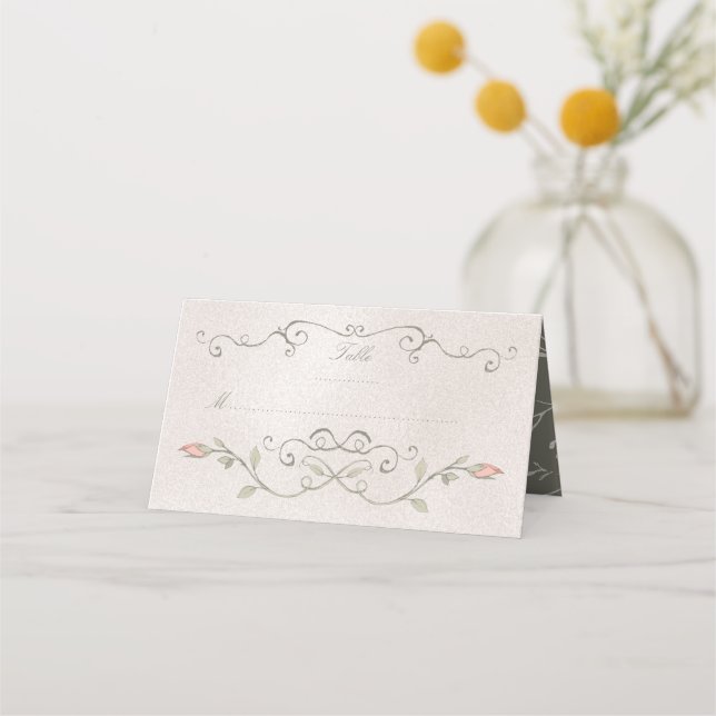 PLACE CARD | Elegant Rose of Beauty Wedding (Front)