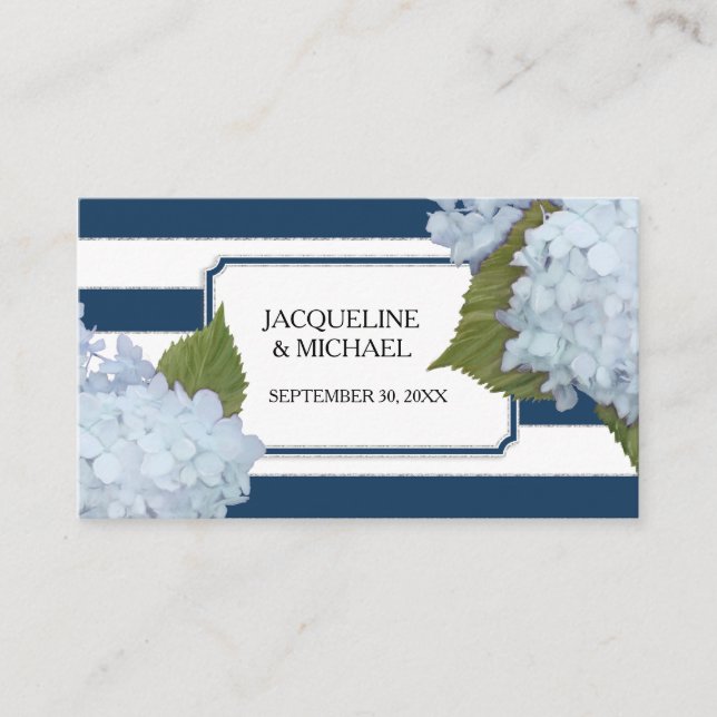 Place Cards English Blue Hydrangea Silver Glitter (Front)