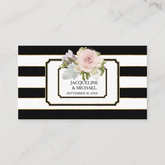 Place Cards English Roses Art Deco Gold Glitter (Front)