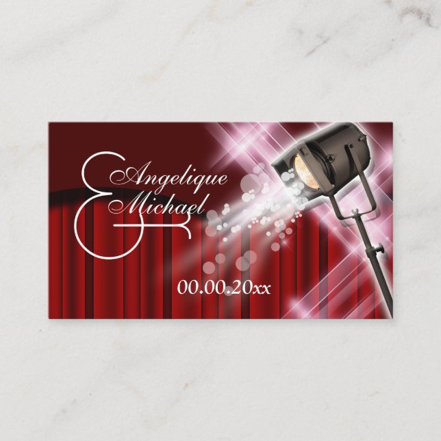 Place cards Hollywood wedding red black white (Front)