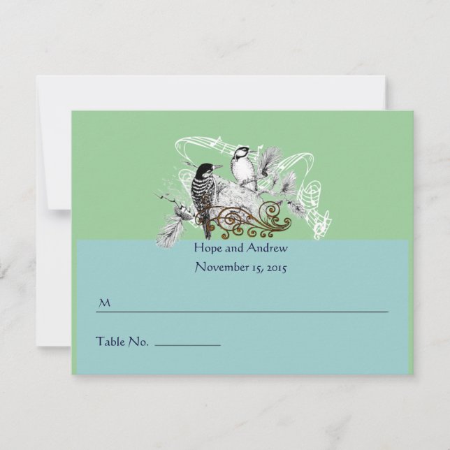 Place Cards Vintage Love Birds change to RSVP (Front)