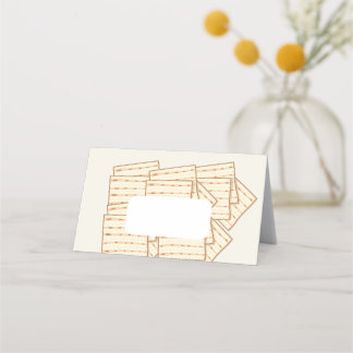 place cards with wine and matzah