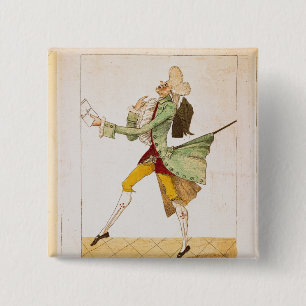 Place caricature of the returning emigrants 15 cm square badge