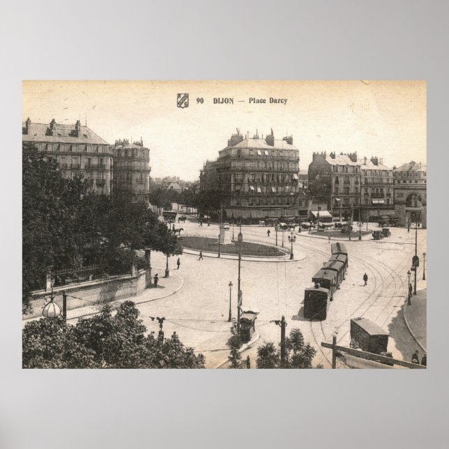 Place Darcy, Dijon, France Vintage Poster (Front)