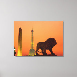 Place de la Concorde; Eiffel Tower; Obelisk; Canvas Print
