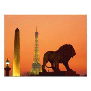 Place de la Concorde; Eiffel Tower; Obelisk; Photo Print
