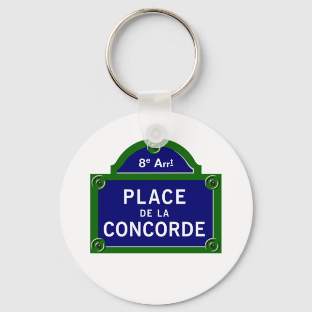 Place de la Concorde, Paris Street Sign Key Ring (Front)