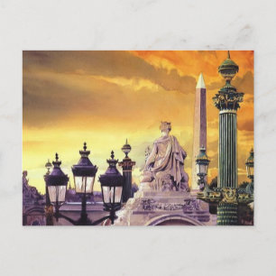 "Place de la Concorde" Paris Watercolor Postcard