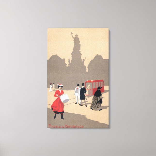 Place de la Republique Art Deco Scene Canvas Print (Front)