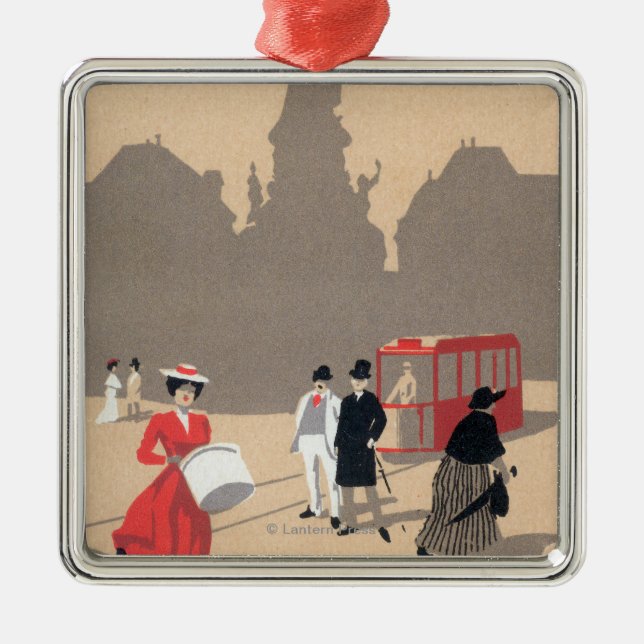 Place de la Republique Art Deco Scene Metal Tree Decoration (Front)