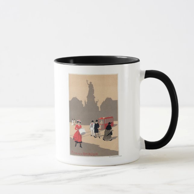 Place de la Republique Art Deco Scene Mug (Right)