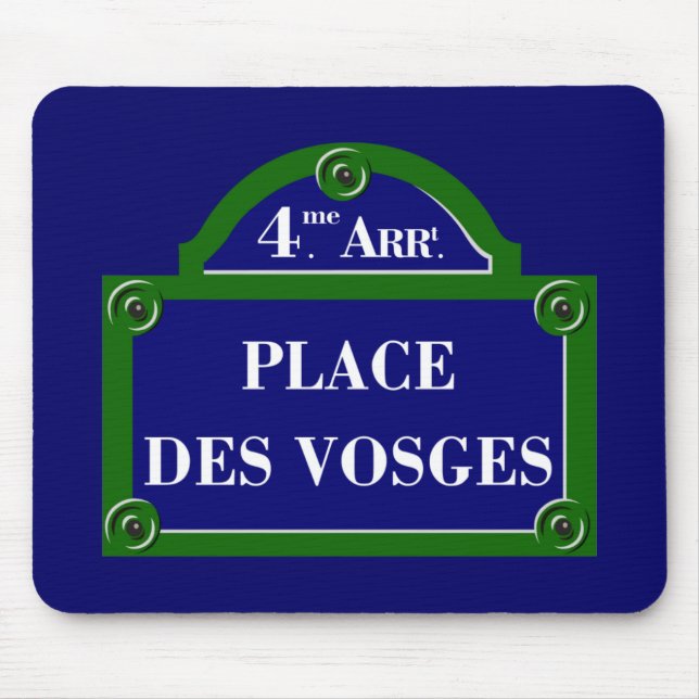 Place des Vosges, Paris Street Sign Mouse Mat (Front)