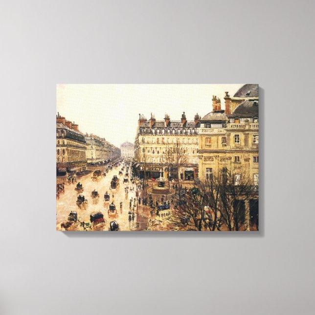 Place du Theatre Francais, Paris Rain by Pissarro Canvas Print (Front)