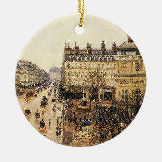 Place du Theatre Francais, Paris Rain by Pissarro Ceramic Tree Decoration