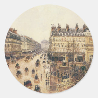 Place du Theatre Francais, Paris Rain by Pissarro Classic Round Sticker
